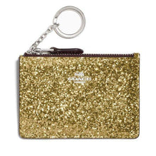 Load image into Gallery viewer, Coach Women's ID Mini Wallet Wizard of Oz Gold Glitter Keyring Boxed, 77963B
