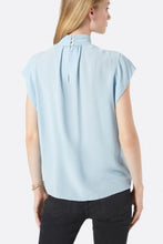Load image into Gallery viewer, Joie Silk Shirt Womens Medium Blue Mock Neck Short Sleeve Edesse Pleated Top