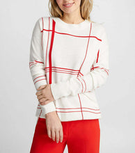 Load image into Gallery viewer, Equipment Women&#39;s Malin Crew Neck Merino Wool Red Graphic White Sweater, L