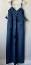 Load image into Gallery viewer, Anthropologie Jumpsuit Womens Blue Denim Sleeveless Peplum Ruffled Striped