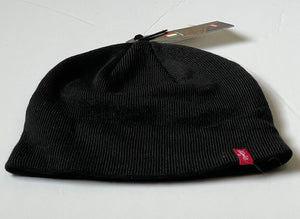 Levis Men’s Slouchy Stretch Rib Knit Logo Ribbed Black Beanie Hat, OS