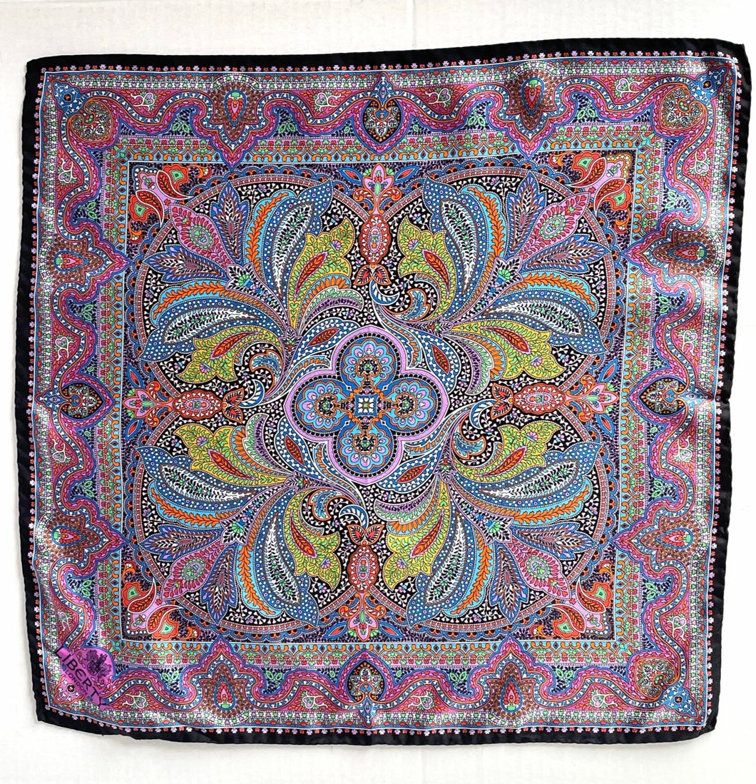 Liberty London Women’s Marlborough Silk Twill Paisley Print Square 17x17in Scarf