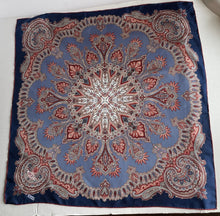 Load image into Gallery viewer, Liberty London Women’s Silk Twill Paisley Floral Print Square 26x26in Blue Scarf