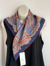 Load image into Gallery viewer, Liberty London Women’s Silk Twill Paisley Floral Print Square 26x26in Blue Scarf