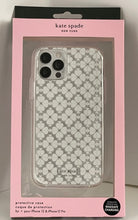 Load image into Gallery viewer, Kate Spade iPhone 12 &amp; 12PRO White Glitter Spade Flower Hardshell Case, NIB