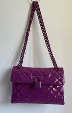 Load image into Gallery viewer, Kurt Geiger Mini Brixton Crossbody Womens Purple Lock Drench Patent Leather Bag