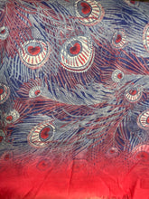 Load image into Gallery viewer, Liberty London Scarf Womens Red Blue Oblong Silk Blend Hera Peacock 43x51in