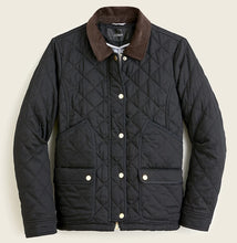 Load image into Gallery viewer, J Crew Utility Jacket with corduroy collar and quilting with two flap front pockets. Made from sustainable fabric