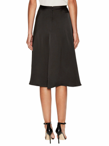 Jill Stuart Women's A-Line Knee Length Black Satin Cocktail Skirt - 8