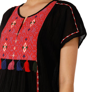 Joie Dress Womens Large Black Short Sleeve Lucretia Short Cotton Embroidered