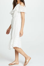 Load image into Gallery viewer, Joie Dress Womens Small White One Shoulder Midi Eyelet Cotton Ruffled, Corynn