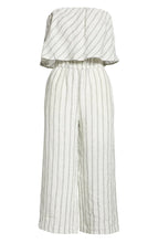 Load image into Gallery viewer, Joie Women’s Brogan Strapless Wide Leg Crop linen Striped Off White Jumpsuit, S