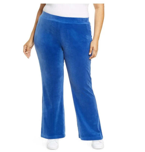 Juicy Couture Track Pant Womens 1X Blue Velour 90’s Classic Casual Plus Size
