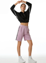 Load image into Gallery viewer, Juicy Couture Women&#39;s Cropped Sweatshirt Half Zip Raglan Black Fleece - Large