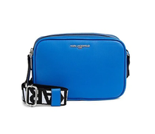 Load image into Gallery viewer, Karl Lagerfeld Crossbody Womens Blue Camera Bag Maybelle Double Zip Vegan
