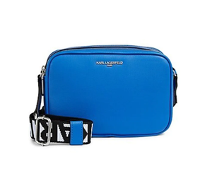 Karl Lagerfeld Crossbody Womens Blue Camera Bag Maybelle Double Zip Vegan