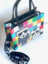 Load image into Gallery viewer, Karl Lagerfeld Crossbody Womens Maybelle Satchel Karl and Cat Top Handle Checker
