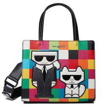 Load image into Gallery viewer, Karl Lagerfeld Crossbody Womens Maybelle Satchel Karl and Cat Top Handle Checker
