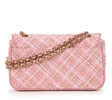 Load image into Gallery viewer, Karl Lagerfeld Shoulder Bag Womens Pink Agyness Boucle Quilted Flap Turnlock