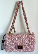 Load image into Gallery viewer, Karl Lagerfeld Shoulder Bag Womens Pink Agyness Boucle Quilted Flap Turnlock