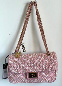Karl Lagerfeld Shoulder Bag Womens Pink Agyness Boucle Quilted Flap Turnlock
