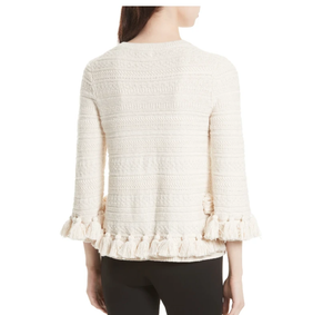 Kate spade textured cotton pullover with tonal tassels for women