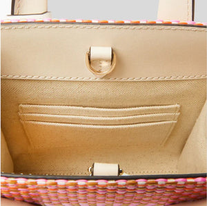 Kate Spade Crossbody Womens Mini Manhattan Pink Fabric Leather Tote Bag