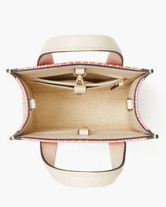 Kate Spade Crossbody Womens Mini Manhattan Pink Fabric Leather Tote Bag