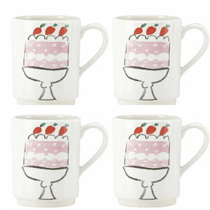 Kate Spade Mug 12oz Set of 4 White Stoneware Coffee Tea Cup Pretty Pantry Cake