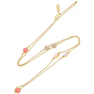 Kate Spade Necklace Womens Gold-Plated Long Blossom Scatter Pink Stone Crystal