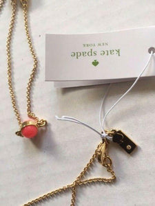 Kate Spade Necklace Womens Gold-Plated Long Blossom Scatter Pink Stone Crystal
