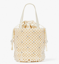 Load image into Gallery viewer, Kate Spade Shoulder Bag Womens White Bucket Purl Faux Pearl Crystal Beaded Collection