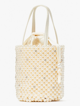 Load image into Gallery viewer, Kate Spade Shoulder Bag Womens White Bucket Purl Faux Pearl Crystal Beaded Collection