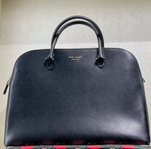 Load image into Gallery viewer, Kate Spade Spencer Large Work Tote 15” Laptop Leather Black Crossbody