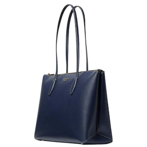 Kate Spade Tote Womens Large Blue All day Laptop Work Zip-Top Leather Bag
