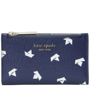 Kate Spade Wallet Womens Bifold ID Spencer Boats Slim Blue Vegan Leather, Box