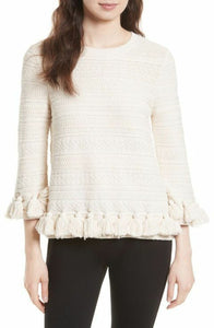 Kate spade textured cotton pullover with tonal tassels for women