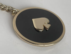 Kate Spade Women’s Round Gold Tone Black Enamel Keychain Keyfob Bag Charm