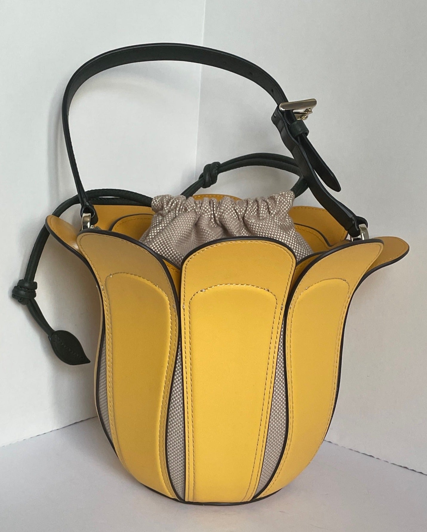 Kate Spade Bucket Bag Women's Petal Flower Yellow LeatherTop