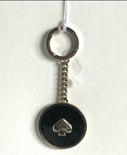Load image into Gallery viewer, Kate Spade Women’s Round Gold Tone Black Enamel Keychain Keyfob Bag Charm