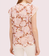 Load image into Gallery viewer, Kate Spade Womens V-Neck  Flutter Sleeve Crochet Floral Stripe Pink Top, Small