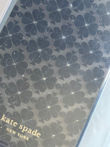 Kate Spade iPhone 12 and 12 Pro Case Black Glitter Spade Flower Hardshell Case**