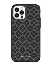 Load image into Gallery viewer, Kate Spade iPhone 12 and 12PRO Case Black Glitter Spade Flower Hardshell Bumper**