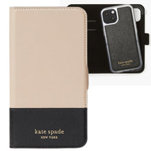 Load image into Gallery viewer, Kate Spade iPhone 13 Beige Leather Folio Case Magnetic Wrap Protective Spencer