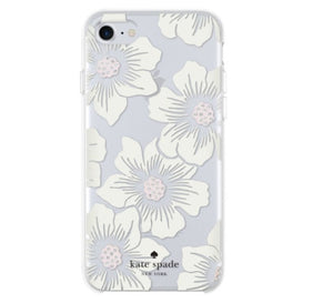 Kate Spade iPhone 8/7/6S/6 Case White Hollyhock Flower Protective Hard Shell