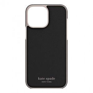 Kate spade iPhone 13 Pro Max Black Wrap Faux Leather Protective Bumper, 6.7in