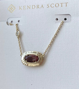 Kendra Scott Gold Plate Maroon Jade Stone Pendant Necklace, 15" + 2" extender