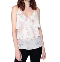 Load image into Gallery viewer, Kooples Top Womens Small Silk Camisole V-Neck Sleeveless Floral Off White