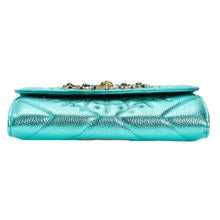 Load image into Gallery viewer, Kurt Geiger Clutch Womens Blue Kensington Eye Quilted Leather Wallet on a Chain