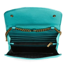 Load image into Gallery viewer, Kurt Geiger Kensington Clutch Crossbody Blue Eye Quilted Leather Wallet Chain